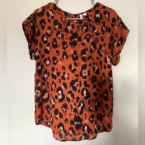 Cato Rust Orange & Black Leopard Print Blouse